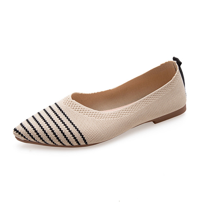 編まれた先の尖ったShoes Women Flats Shoesすべてのマッチの女性のなまけ者の女性を毎日平底