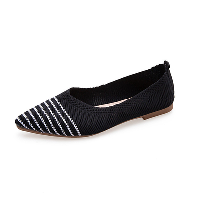 編まれた先の尖ったShoes Women Flats Shoesすべてのマッチの女性のなまけ者の女性を毎日平底