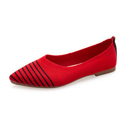 編まれた先の尖ったShoes Women Flats Shoesすべてのマッチの女性のなまけ者の女性を毎日平底