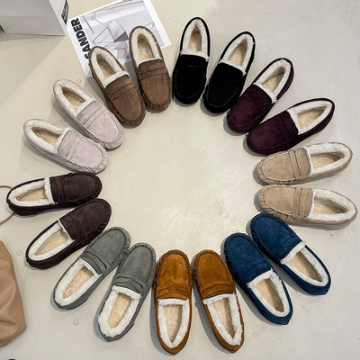 つま先のビロードの綿のPlushステップ1つのあたりの暖かく低いかかとは通勤者のために蹄鉄を打つ